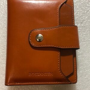 NEW Bostanten Hand Tooled Genuine Leather Wallet Brown .